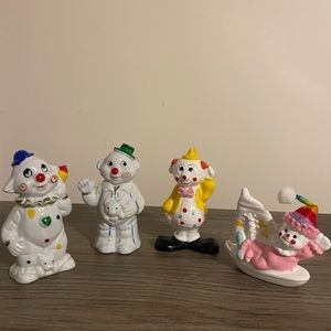 Set of 4: Vintage Clown Figurines